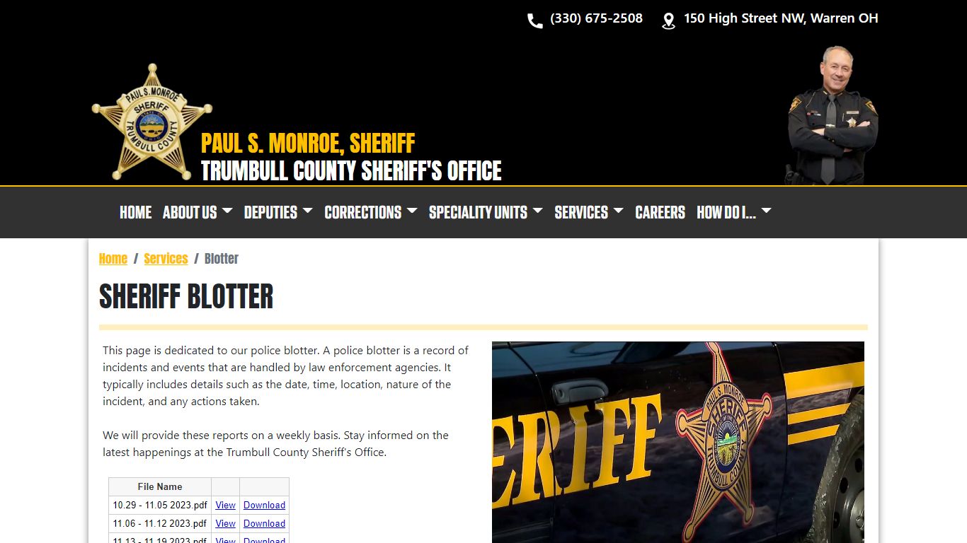 Blotter - Trumbull County Sheriff